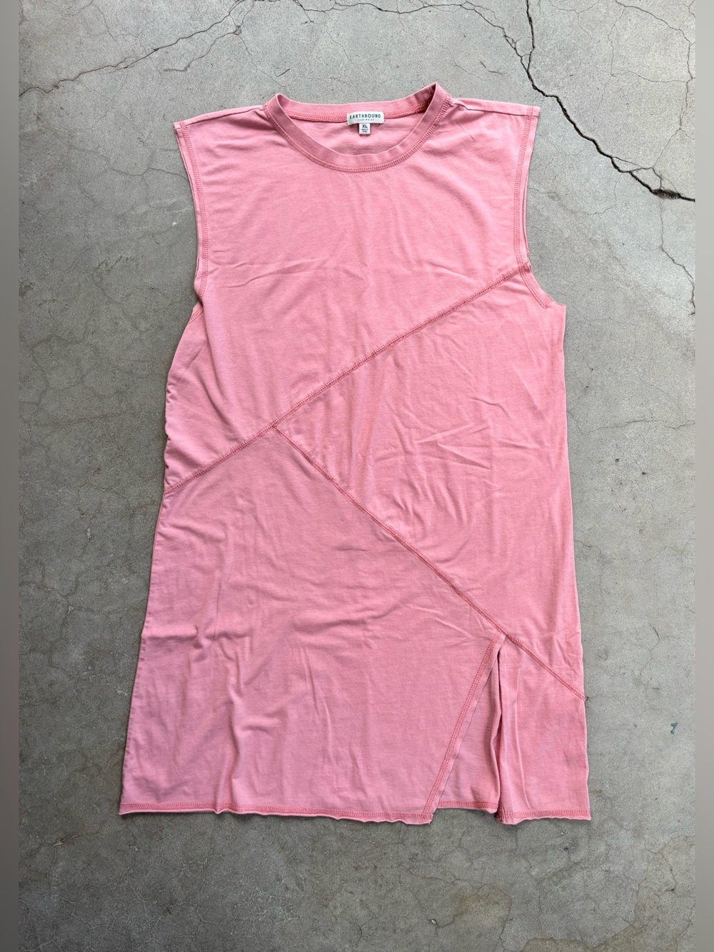 EARTHBOUND light rose pink asymmetrical hem dress with slit Size XL